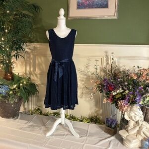 Short casual navy blue lace dress